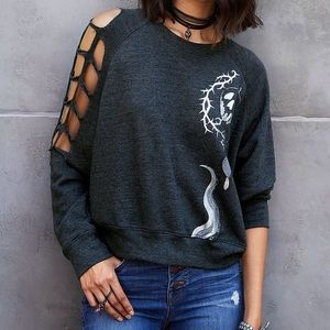 💜 2 for $30 - Disney Store Disney Villains Ladies' Sweatshirt w/ Cut-Out Sleeve